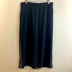 JOSEPH RIBKOFF Sz L Sheer Panels Wide Leg Zipper Closure Gaucho Pants Culottes